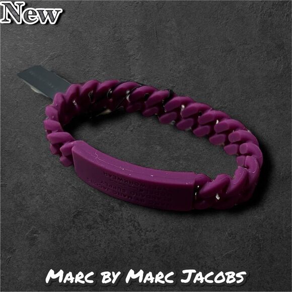 New NWT Marc By Marc Jacobs PLUM Standard Supply Braided Silicone Bracelet - Picture 1 of 5